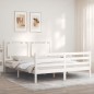 vidaXL Estructura de cama con cabecero madera maciza blanco 160x200 cm vidaXL Estructura de cama con cabecero madera maciza blanco 160x200 cm