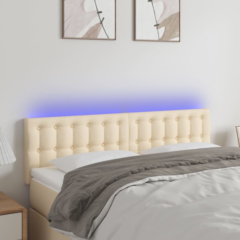vidaXL Cabecero con LED de tela color crema 144x5x78/88 cm vidaXL Cabecero con LED de tela color crema 144x5x78/88 cm