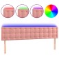 vidaXL Cabecero con LED de terciopelo rosa 180x5x78/88 cm