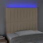 vidaXL Cabecero con luces LED tela crema 100x5x118/128 cm vidaXL Cabecero con luces LED tela crema 100x5x118/128 cm