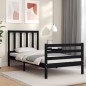 vidaXL Estructura de cama con cabecero madera maciza negro 90x200 cm vidaXL Estructura de cama con cabecero madera maciza negro 90x200 cm