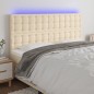 vidaXL Cabecero con luces LED tela crema 180x5x118/128 cm vidaXL Cabecero con luces LED tela crema 180x5x118/128 cm