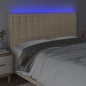 vidaXL Cabecero con luces LED tela crema 180x5x118/128 cm vidaXL Cabecero con luces LED tela crema 180x5x118/128 cm