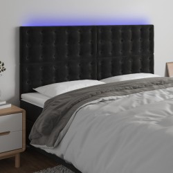 vidaXL Cabecero con luces LED terciopelo negro 200x5x118/128 cm