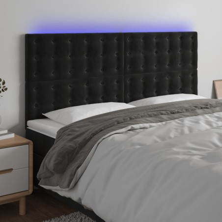 vidaXL Cabecero con luces LED terciopelo negro 200x5x118/128 cm