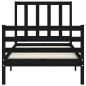 vidaXL Estructura de cama con cabecero madera maciza negro 90x200 cm vidaXL Estructura de cama con cabecero madera maciza negro 90x200 cm
