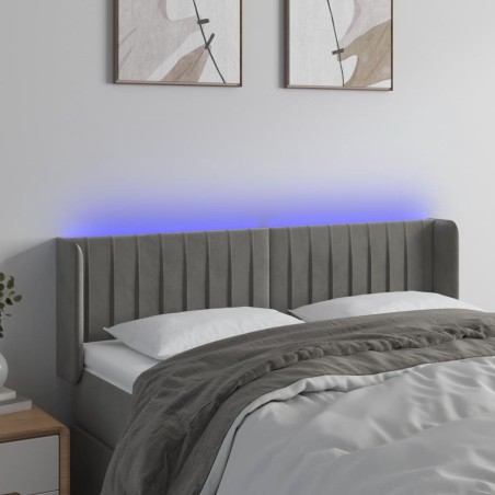 vidaXL Cabecero con LED de terciopelo gris claro 147x16x78/88 cm
