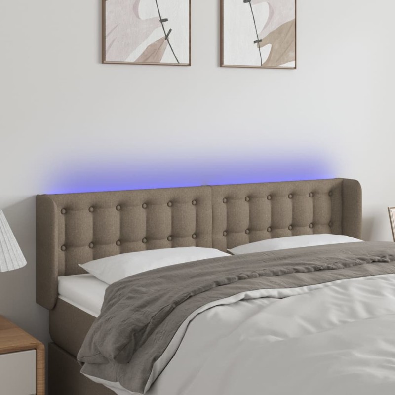 vidaXL Cabecero con LED de tela gris taupe 147x16x78/88 cm vidaXL Cabecero con LED de tela gris taupe 147x16x78/88 cm