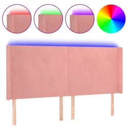 vidaXL Cabecero con LED de terciopelo rosa 183x16x118/128 cm