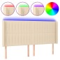 vidaXL Cabecero con LED de tela color crema 163x16x118/128 cm