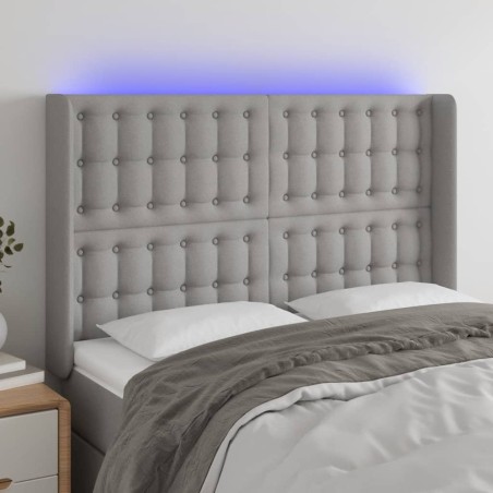 vidaXL Cabecero con LED de tela gris claro 147x16x118/128 cm