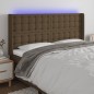 vidaXL Cabecero con LED de tela marrón oscuro 203x16x118/128 cm vidaXL Cabecero con LED de tela marrón oscuro 203x16x118/128 cm