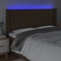 vidaXL Cabecero con LED de tela marrón oscuro 203x16x118/128 cm vidaXL Cabecero con LED de tela marrón oscuro 203x16x118/128 cm