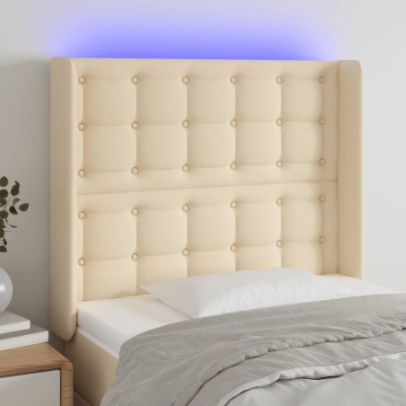 vidaXL Cabecero con LED de tela color crema 83x16x118/128 cm