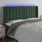 vidaXL Cabecero con LED de terciopelo verde oscuro 183x16x118/128 cm vidaXL Cabecero con LED de terciopelo verde oscuro 183x16x118/128 cm