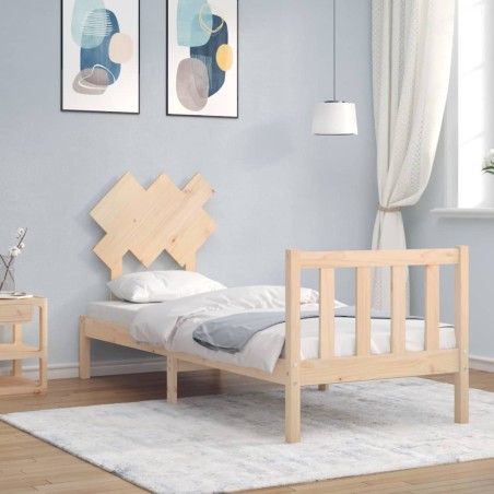 vidaXL Estructura de cama individual con cabecero madera maciza