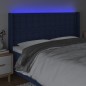 vidaXL Cabecero con LED de tela azul 163x16x118/128 cm