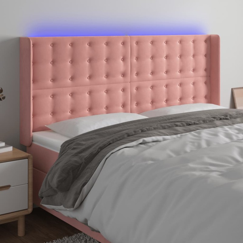 vidaXL Cabecero con LED de terciopelo rosa 183x16x118/128 cm vidaXL Cabecero con LED de terciopelo rosa 183x16x118/128 cm