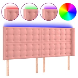 vidaXL Cabecero con LED de terciopelo rosa 183x16x118/128 cm