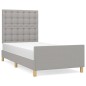 vidaXL Estructura de cama con cabecero de tela gris claro 90x200 cm vidaXL Estructura de cama con cabecero de tela gris claro 90x200 cm