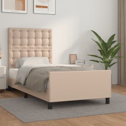vidaXL Estructura de cama cabecero cuero sintético capuchino 100x200cm
