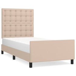 vidaXL Estructura de cama cabecero cuero sintético capuchino 100x200cm