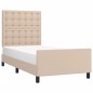 vidaXL Estructura de cama cabecero cuero sintético capuchino 100x200cm vidaXL Estructura de cama cabecero cuero sintético capuchino 100x200cm