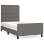 vidaXL Estructura de cama con cabecero cuero sintético gris 80x200 cm vidaXL Estructura de cama con cabecero cuero sintético gris 80x200 cm