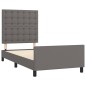 vidaXL Estructura de cama con cabecero cuero sintético gris 80x200 cm vidaXL Estructura de cama con cabecero cuero sintético gris 80x200 cm