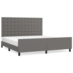 vidaXL Estructura de cama con cabecero cuero sintético gris 160x200cm