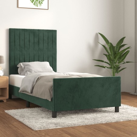 vidaXL Estructura cama con cabecero terciopelo verde oscuro 80x200 cm