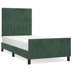 vidaXL Estructura cama con cabecero terciopelo verde oscuro 90x190 cm