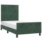 vidaXL Estructura cama con cabecero terciopelo verde oscuro 90x190 cm vidaXL Estructura cama con cabecero terciopelo verde oscuro 90x190 cm