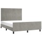 vidaXL Estructura de cama con cabecero terciopelo gris claro 140x190cm vidaXL Estructura de cama con cabecero terciopelo gris claro 140x190cm