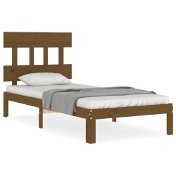 vidaXL Estructura de cama con cabecero madera maciza marrón miel