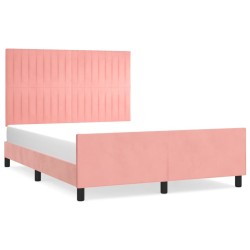 vidaXL Estructura de cama con cabecero de terciopelo rosa 140x190 cm