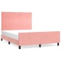 vidaXL Estructura de cama con cabecero de terciopelo rosa 140x190 cm vidaXL Estructura de cama con cabecero de terciopelo rosa 140x190 cm