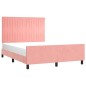 vidaXL Estructura de cama con cabecero de terciopelo rosa 140x190 cm vidaXL Estructura de cama con cabecero de terciopelo rosa 140x190 cm
