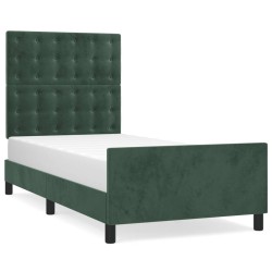 vidaXL Estructura cama con cabecero terciopelo verde oscuro 90x190 cm