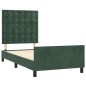 vidaXL Estructura cama con cabecero terciopelo verde oscuro 90x190 cm
