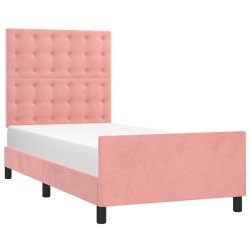 vidaXL Estructura de cama con cabecero de terciopelo rosa 90x190 cm