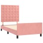 vidaXL Estructura de cama con cabecero de terciopelo rosa 90x190 cm