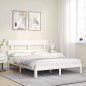 vidaXL Estructura de cama con cabecero madera maciza blanco 160x200 cm vidaXL Estructura de cama con cabecero madera maciza blanco 160x200 cm