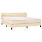 vidaXL Cama box spring con colchón tela color crema 160x200 cm