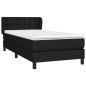 vidaXL Cama box spring con colchón tela negro 90x200 cm