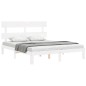 vidaXL Estructura de cama con cabecero madera maciza blanco 160x200 cm vidaXL Estructura de cama con cabecero madera maciza blanco 160x200 cm