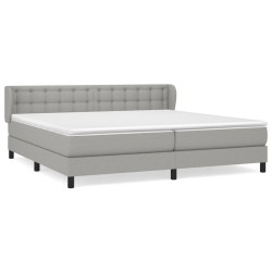 vidaXL Cama box spring con colchón tela gris claro 200x200 cm
