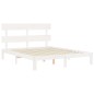 vidaXL Estructura de cama con cabecero madera maciza blanco 160x200 cm vidaXL Estructura de cama con cabecero madera maciza blanco 160x200 cm