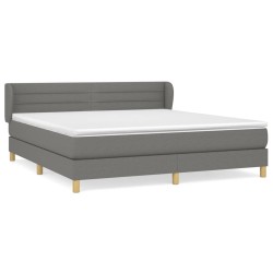 vidaXL Cama box spring con colchón tela gris oscuro 180x200 cm