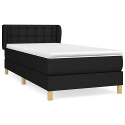 vidaXL Cama box spring con colchón tela negro 90x200 cm